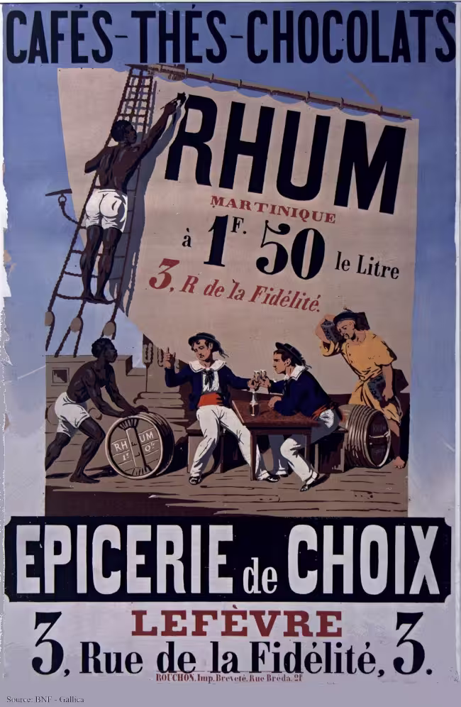 Cafés - Thés - Chocolats. Rhum Martinique à 1F50 le litre... Epicerie de choix Lefèvre