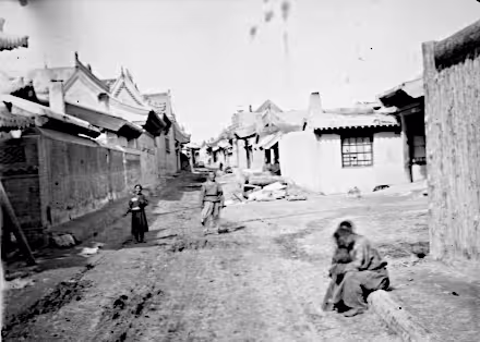 Mongolie début XX°: Une rue d'Altanboulag, en Sélengé